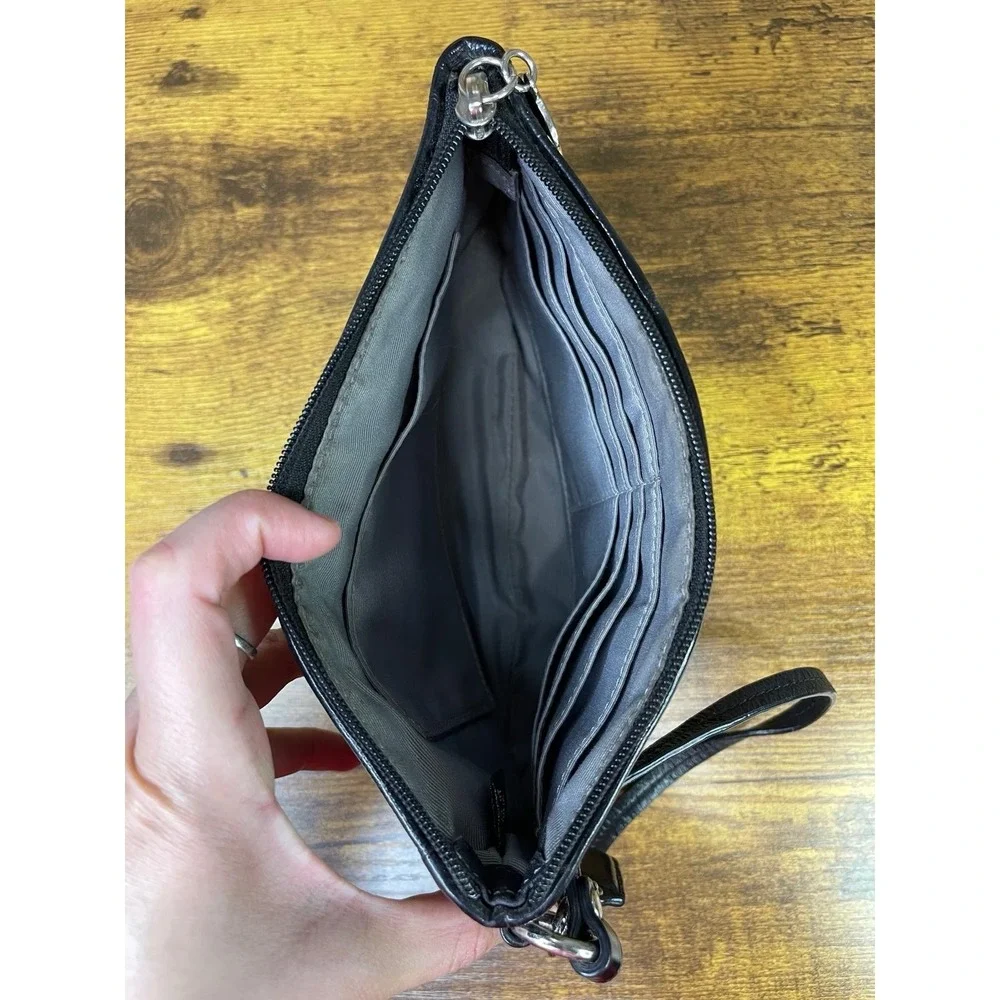 Coach Signature Satin‎ Wristlet Black and White Wristlet Wallet Bag